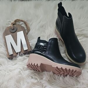 Unbranded Black Ankle Boots with Faux Animal Patch